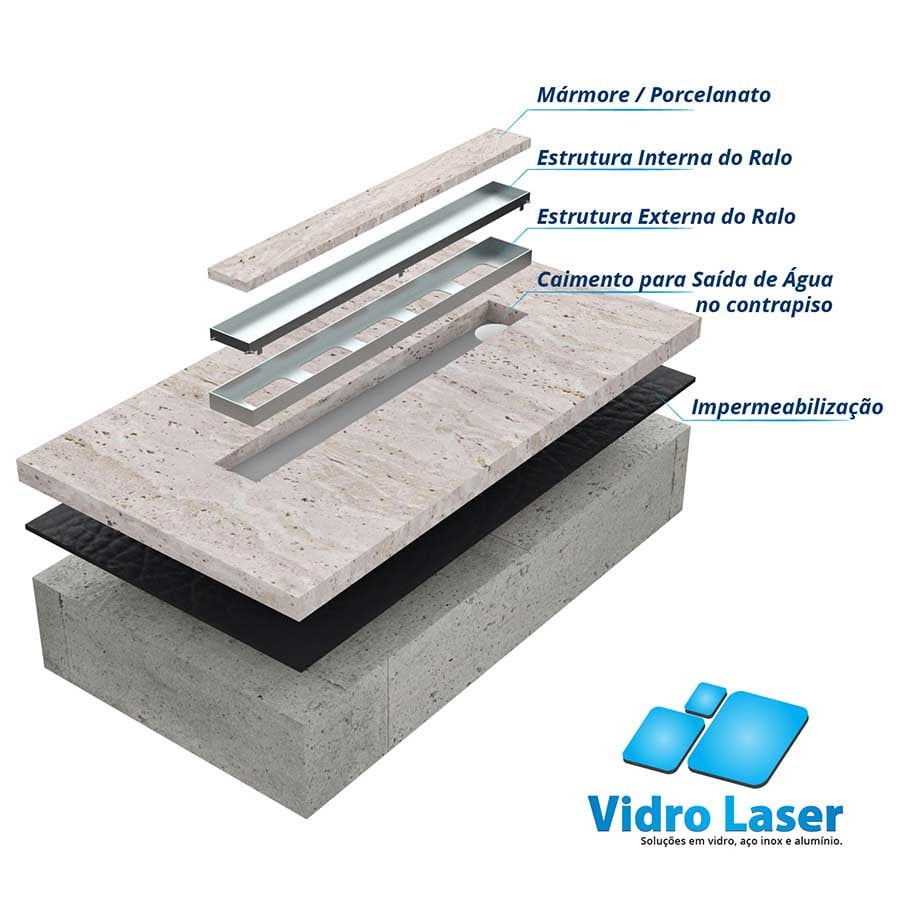 Ralo Linear com Grelha em aço inox 304.